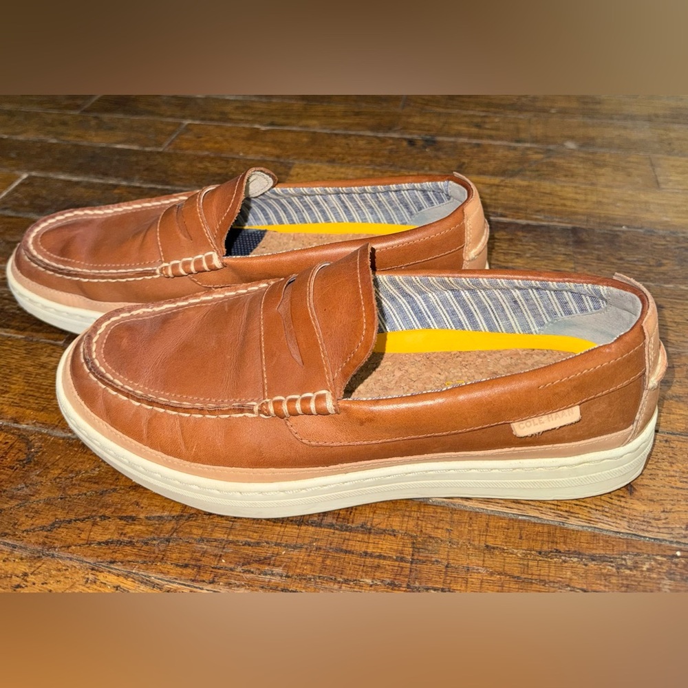 Cole Haan Men's Leather Penny Loafers In British Tan Smart Casual Boat wear